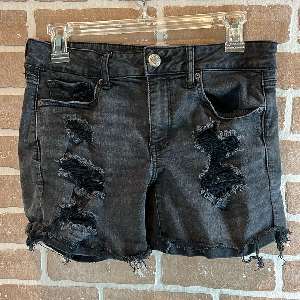 American Eagle Outfitters Black Distressed Jean Shorts